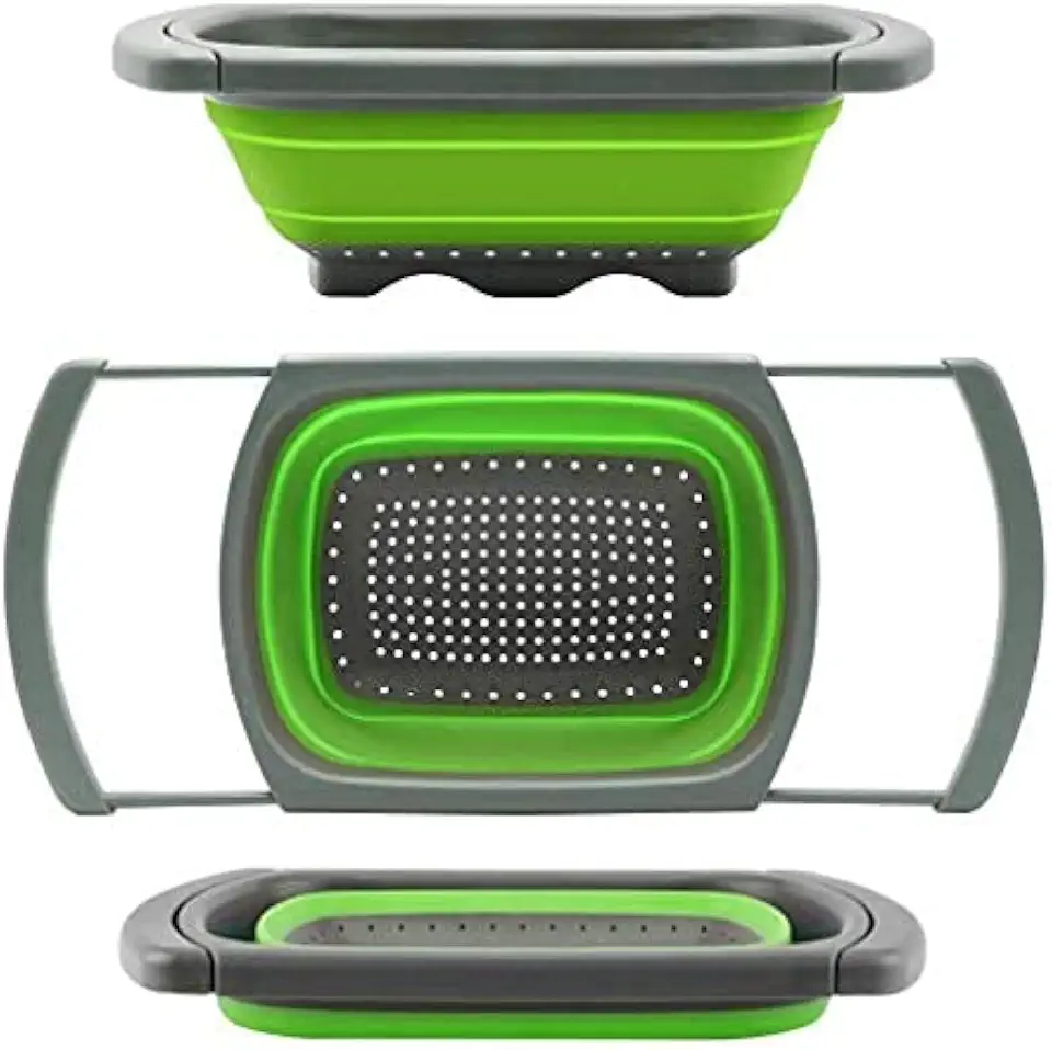 13SOEME Multi-Functional Silicone Vegetables & Fruits Wash Tray Strainer Fordable Food Washing Strainer Basket | Dish Tub ...