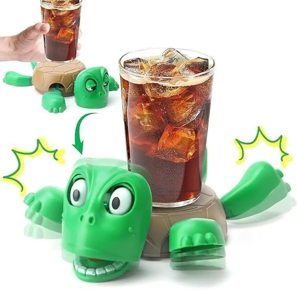 Turtle Cup Holder Coaster, 3D Funny Expression Turtle Coasters, Turtle Cup Holder, Coaster for Tea, Coffee and Wine Glasses, Home Decor and Kitchen Accessories (Green) (1)