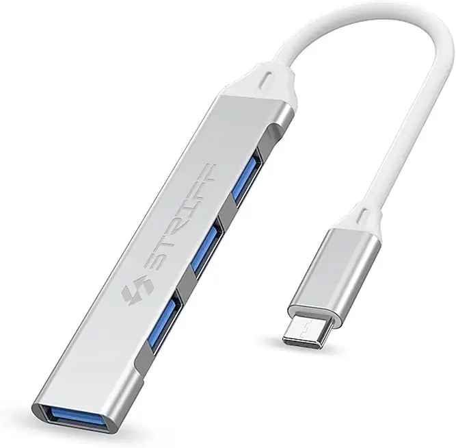 STRIFF 4in1 Ultra Slim Multiport Type C Hub to 1xUSB 3.0 & 3xUSB 2.0 Ports,30cms(1 feet) Cable,DataTransfer Speed Upto 5GBPS,Universally Compatible with All USB,PC,Speaker,Laptop