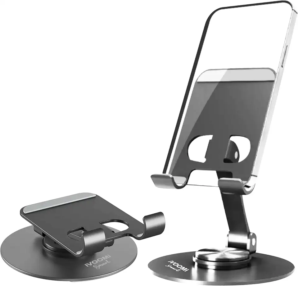 iVOOMi Universal Mobile Holding Stand with 360° Rotatable & Height Adjustable, Foldable & Anti-Skid Design, Metal Body, for Home, Office, Bed | Compatible with Smartphone, Tablets, Kindles, ipad
