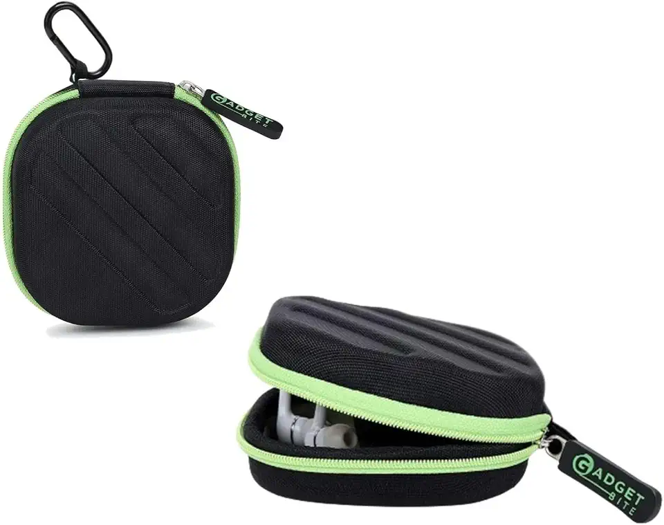 GadgetBite Earphone Carrying EVA Case for Earphones, Headset, Pen Drives, SD Cards - (Carry case only) (Black & Green)