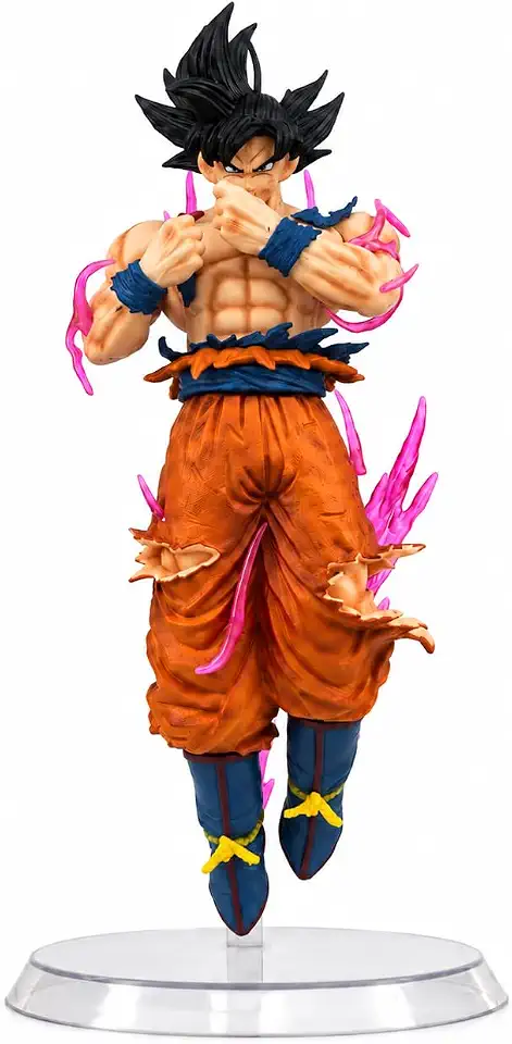 Dragon Ball Super Ultra Instinct Goku Action Figure, Anime Collectible PVC Statue with Pink Aura Effect, Orange Combat Outfit, Decorative Figurine for Home & Office Desk Display
