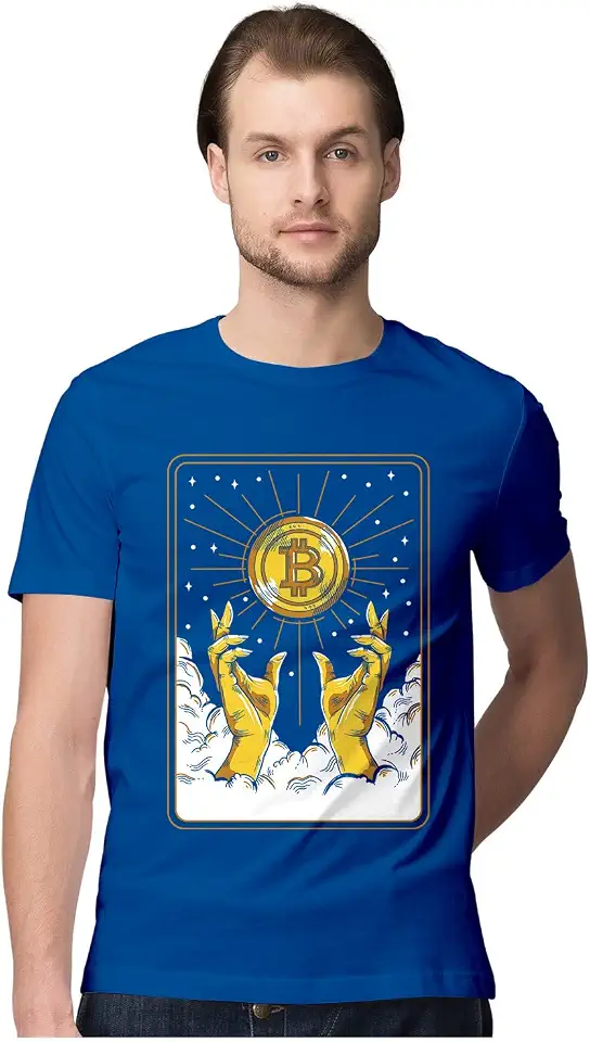 Heybroh Men's Regular Fit T-Shirt Bitcoin Tarot Card - HODL The Crypto 100% Cotton T-Shirt