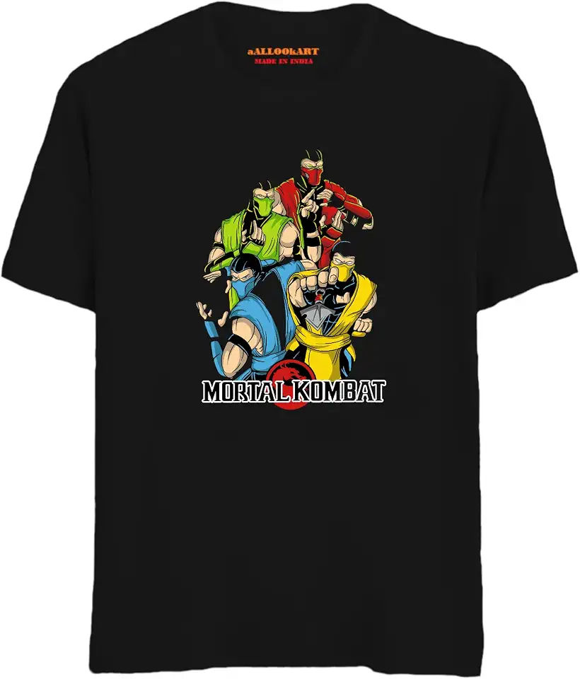 aallookart Anime Mortal Kombat Printed T Shirt for Men and Women Pure Cotton Regular Fit.