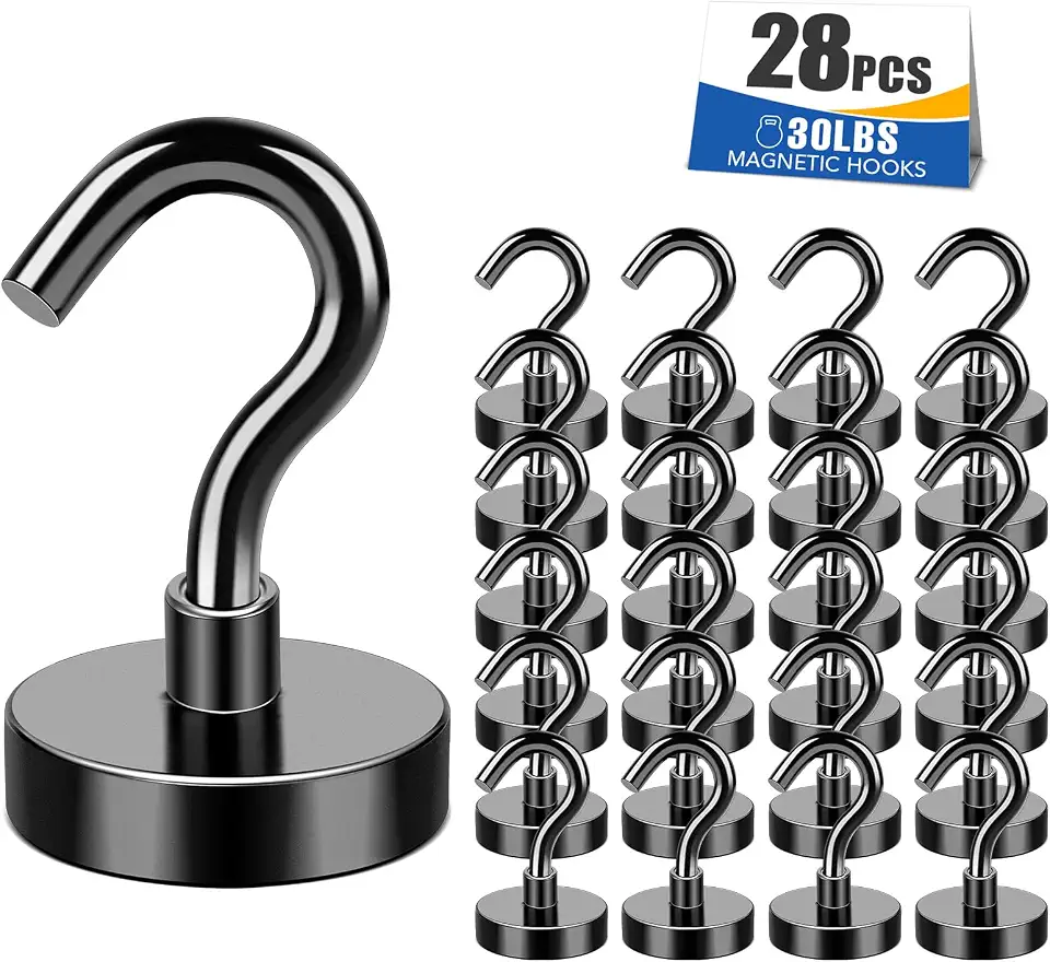 MIKEDE Magnetic Hooks Heavy Duty 30Lb Strong Rare Earth Neodymium Magnets with Hooks for Outdoor Hanging Brackets Magnetic...