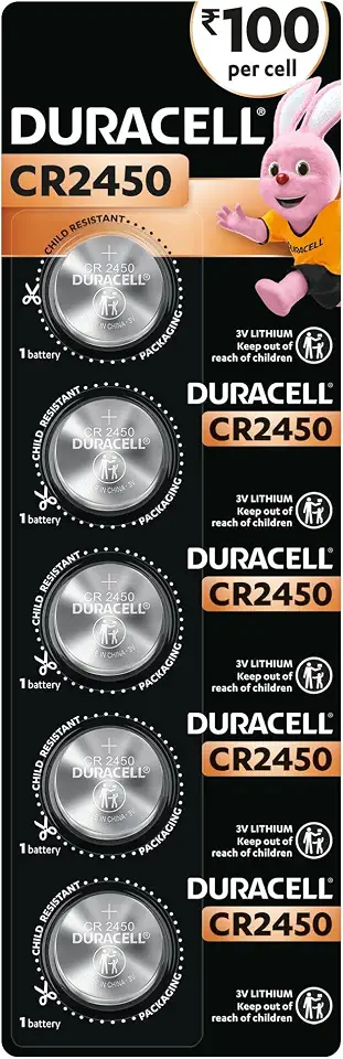Duracell 2450 Lithium Coin Battery,Pack of 5, Specialty Devices, Calculator, Watch, Key Fob