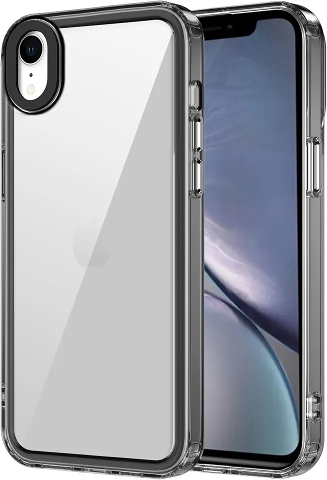 amazon basics Back Case Cover for iPhone XR (TPU + PC_Translucent Black)