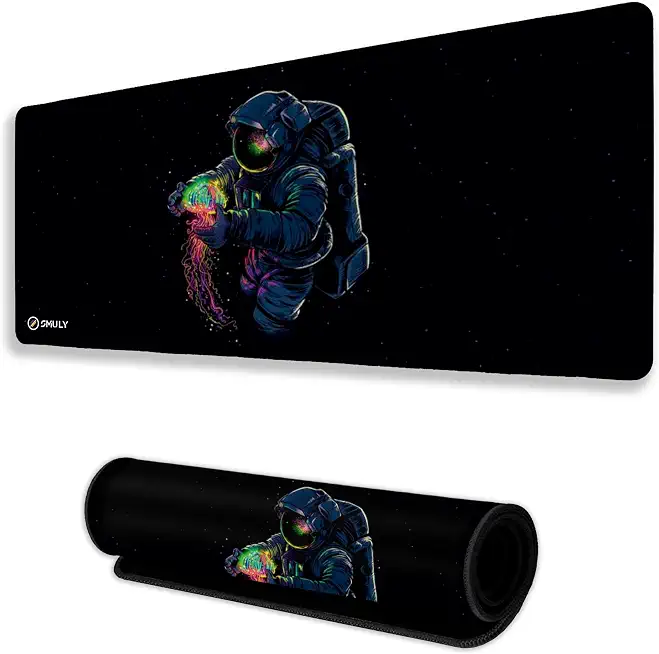 Astronaut Space XL Mouse Pad 58.5×28 cm – Extended Gaming Desk Mat with Anti-Slip Rubber Base Mousepad for Keyboard & Mouse, Smooth Surface Desk pad for PC & Laptop Use Waterproof & Stiched Deskpad