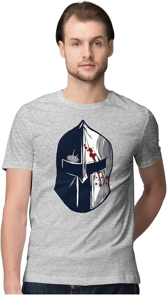 Heybroh Men's Regular Fit T-Shirt Spartan Helmet - Greek Mythology 100% Cotton T-Shirt