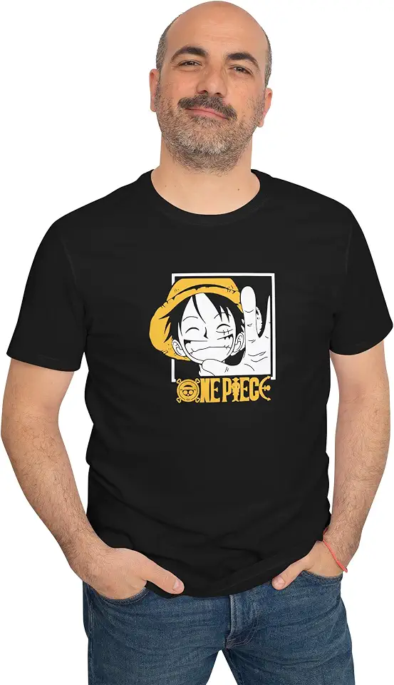 InDIAn CLOTHInG CO. Men's Regular Fit One Piece Monkey D Luffy Graphic Printed Anime Manga T-Shirt