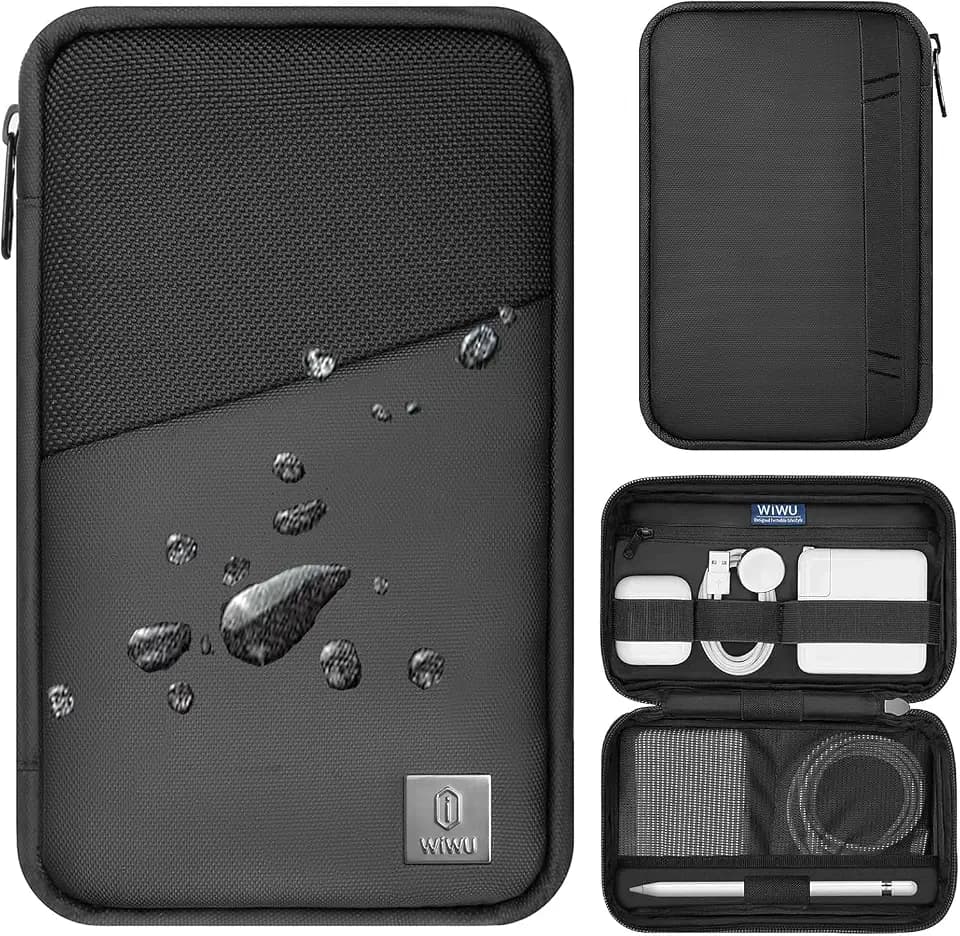 Ask Me WIWU Travel Cable Organizer Bag | Waterproof Nylon Tech Accessories Pouch for Charger, USB Cables, Hard Drive, SD C...